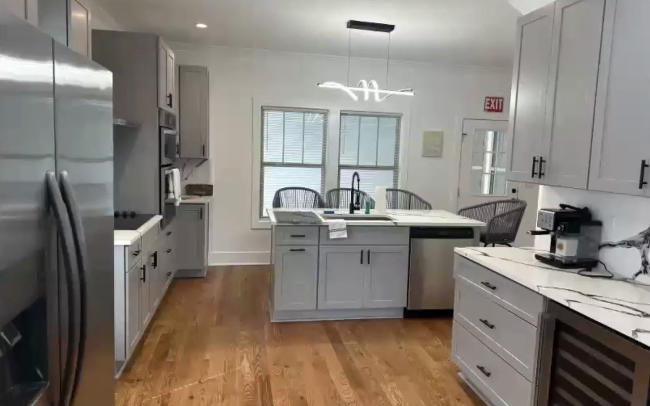 The shared kitchen in Megan Giles's sober living home in Kirkwood, Georgia